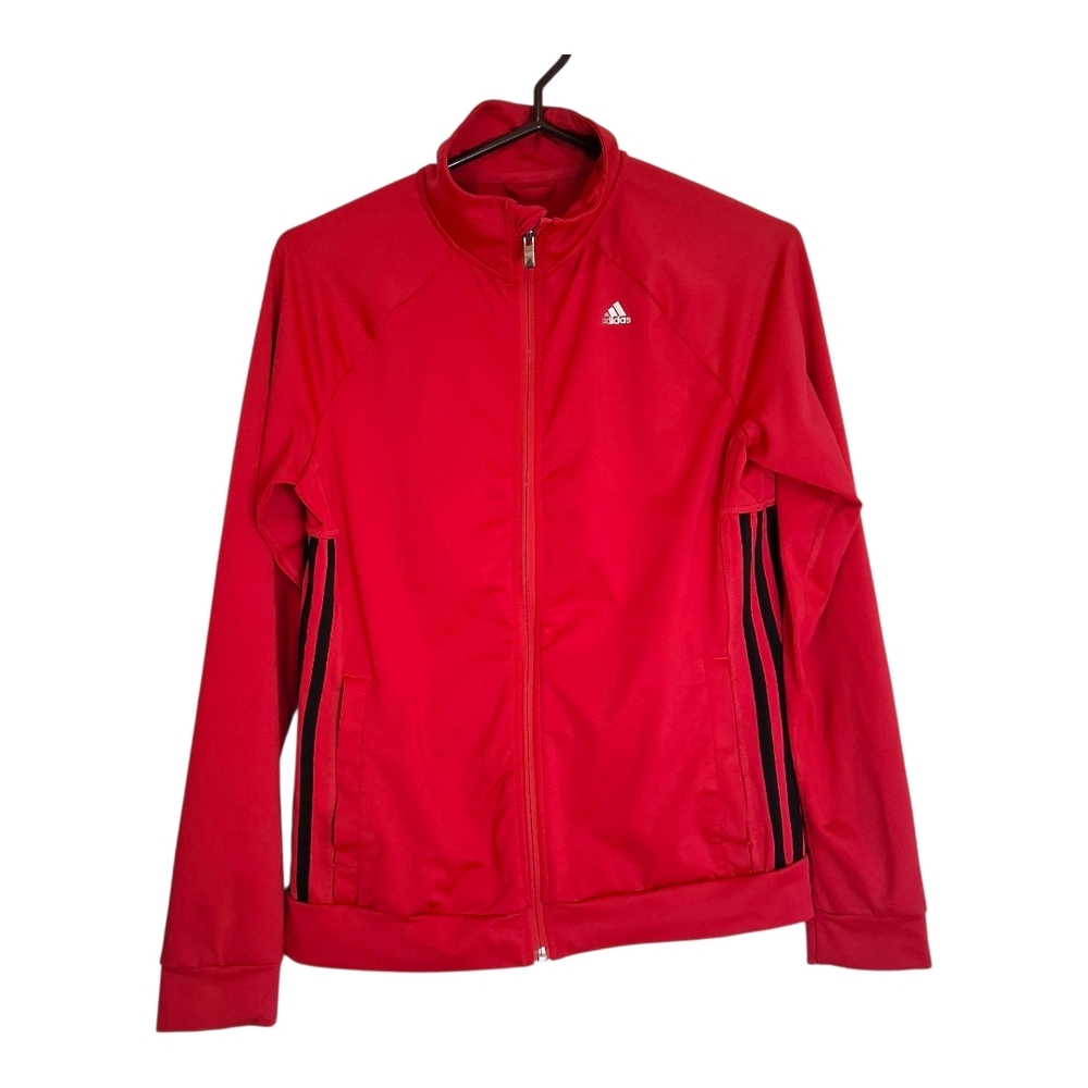 ​Adidas Climalite Fuchsia Pink Track Jacket Womens Small Black 3-Stripe Full Zip